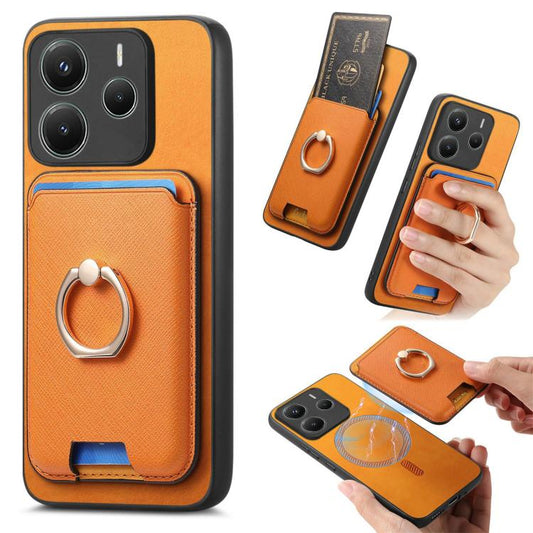 Retro Cross Leather Ring Vertical Insert Card Bag MagSafe Phone Case