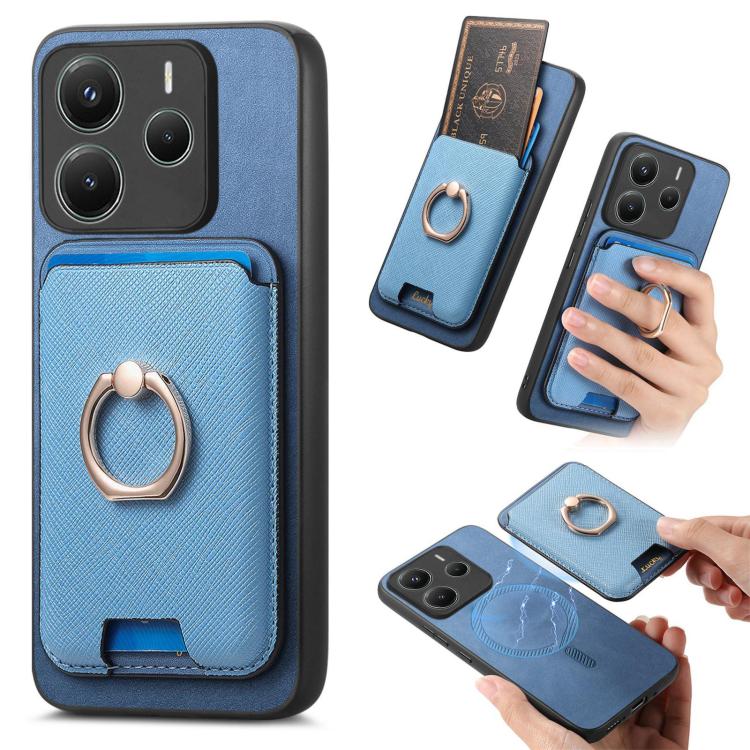 Retro Cross Leather Ring Vertical Insert Card Bag MagSafe Phone Case