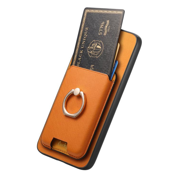 Retro Cross Leather Ring Vertical Insert Card Bag MagSafe Phone Case