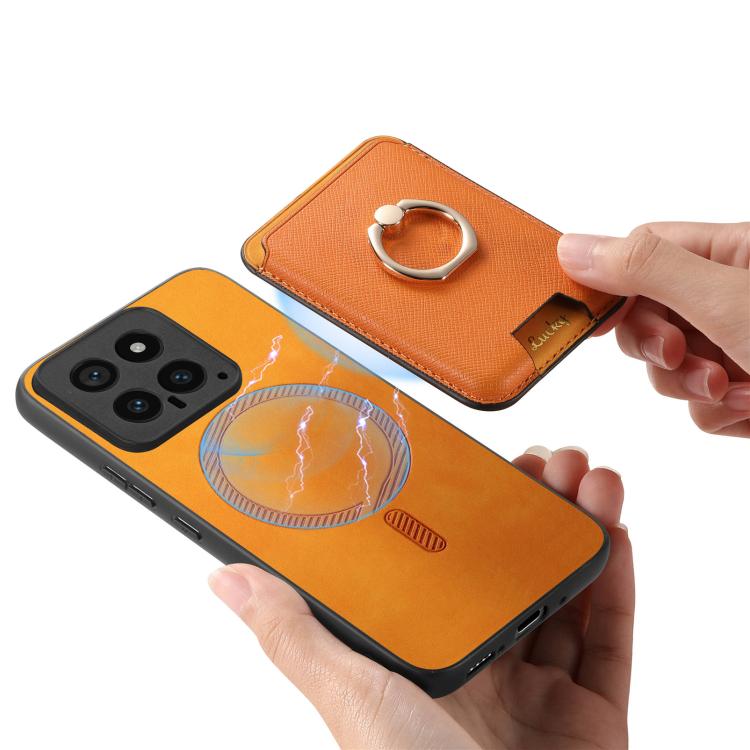 Retro Cross Leather Ring Vertical Insert Card Bag MagSafe Phone Case