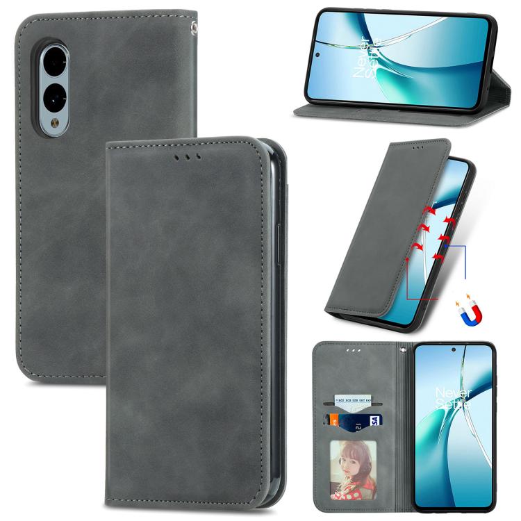 Retro Skin Feel Magnetic Flip Leather Phone Case, Compatible with Fujitsu Arrows We2 / F-52E