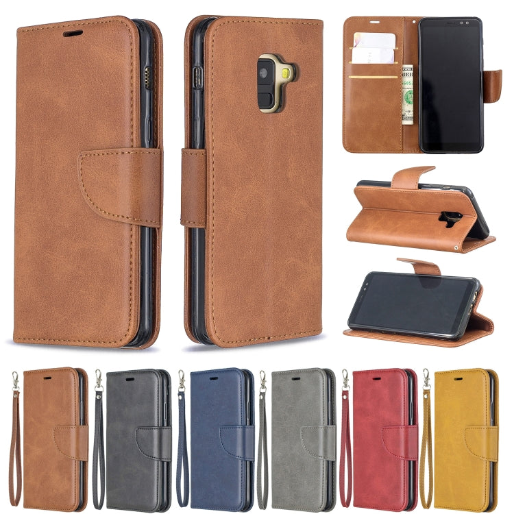 Retro Lambskin Texture Pure Color Horizontal Flip PU Leather Case for Galaxy A8 2018 & A530, with Holder & Card Slots & Wallet & Lanyard, For Samsung Galaxy A8 2018