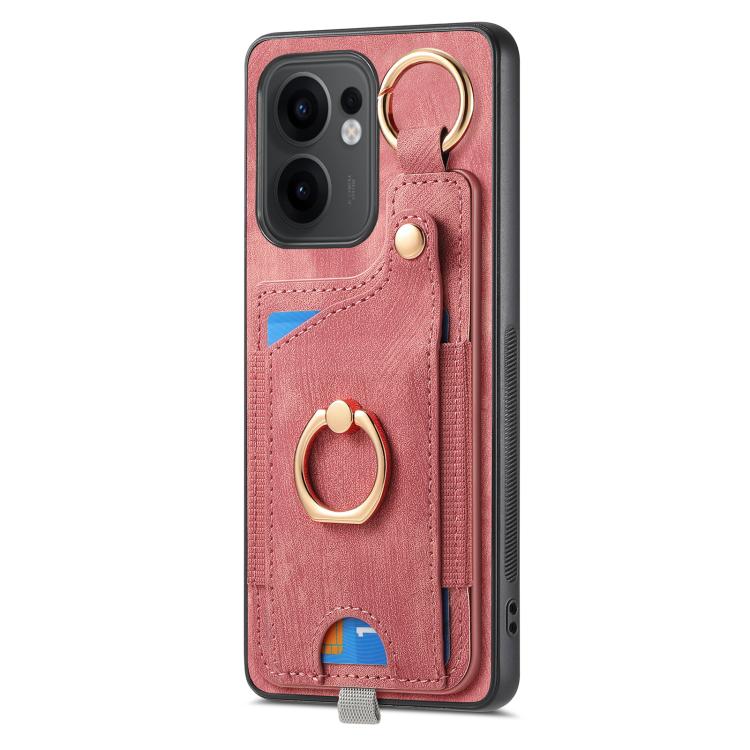 Retro Skin-feel Ring Card Bag Phone Case with Hang Loop