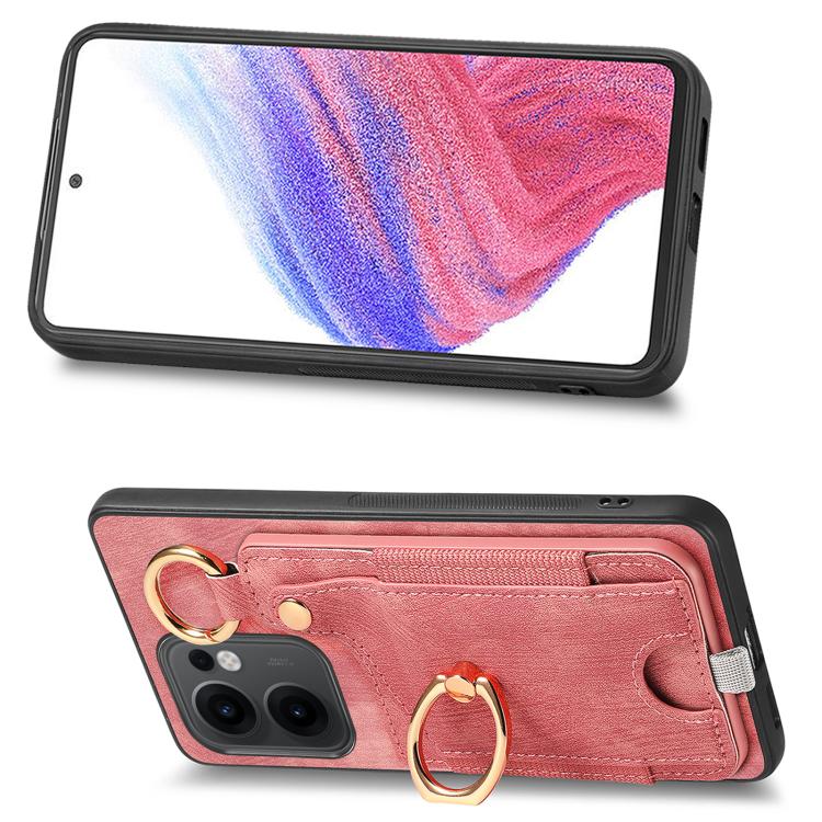 Retro Skin-feel Ring Card Bag Phone Case with Hang Loop