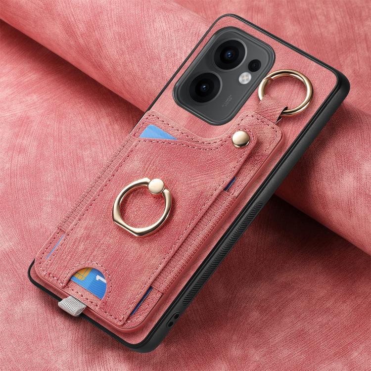 Retro Skin-feel Ring Card Bag Phone Case with Hang Loop