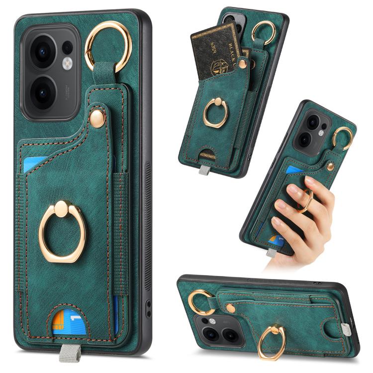 Retro Skin-feel Ring Card Bag Phone Case with Hang Loop