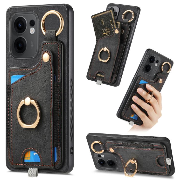Retro Skin-feel Ring Card Bag Phone Case with Hang Loop