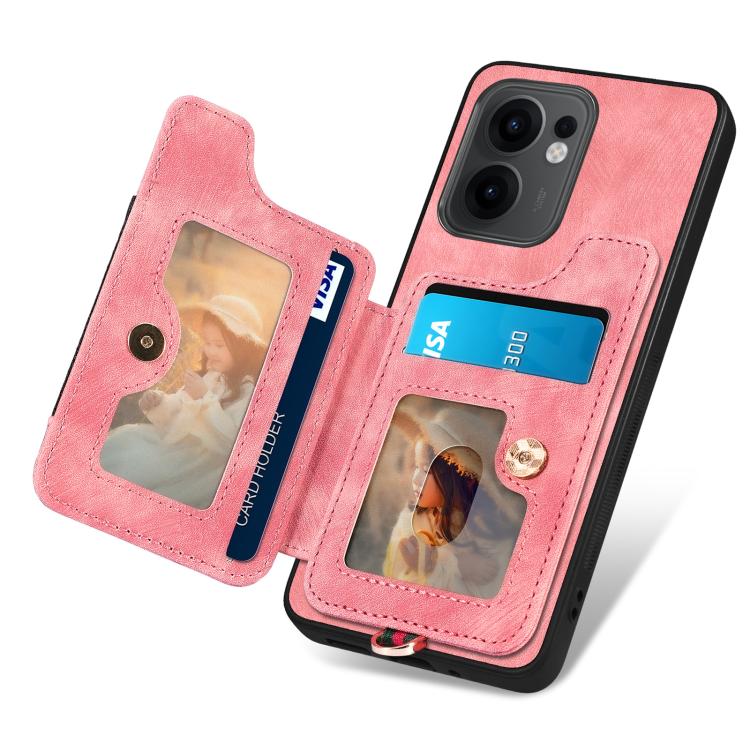 Retro Skin-feel Ring Multi-card Wallet Phone Case, Compatible with OPPO Reno 13F
