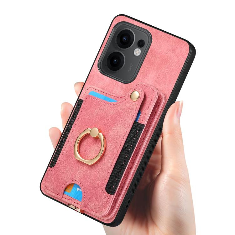 Retro Skin-feel Ring Multi-card Wallet Phone Case, Compatible with OPPO Reno 13F