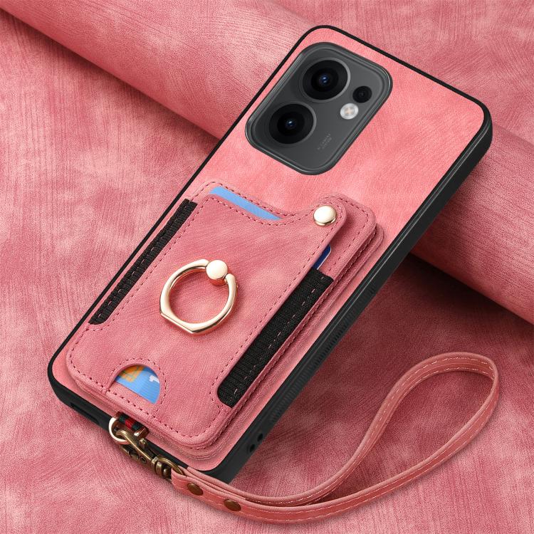 Retro Skin-feel Ring Multi-card Wallet Phone Case, Compatible with OPPO Reno 13F