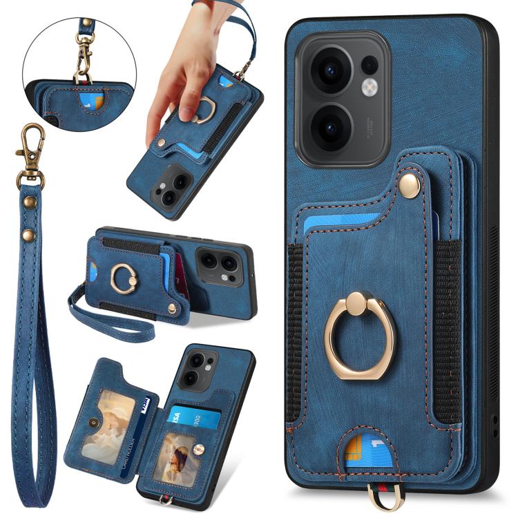 Retro Skin-feel Ring Multi-card Wallet Phone Case, Compatible with OPPO Reno 13F