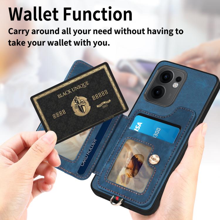 Retro Skin-feel Ring Multi-card Wallet Phone Case, Compatible with OPPO Reno 13F