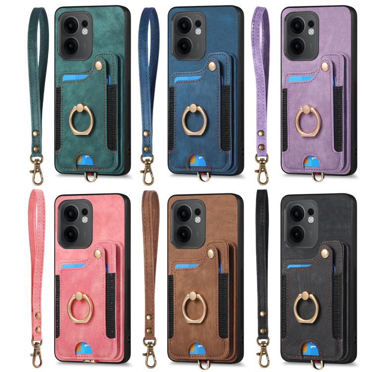 Retro Skin-feel Ring Multi-card Wallet Phone Case, Compatible with OPPO Reno 13F