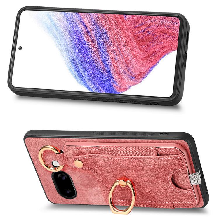 Retro Skin-feel Ring Card Bag Phone Case with Hang Loop, Compatible with Google Pixel 9a