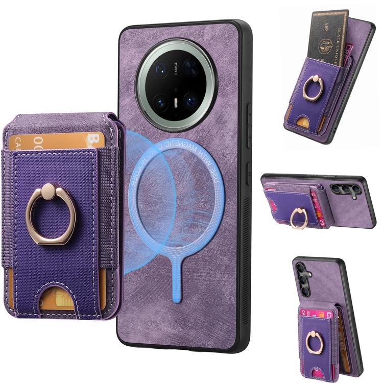 Retro Splitable Magnetic Stand Card Bag Leather Phone Case, Compatible with Huawei Mate 70