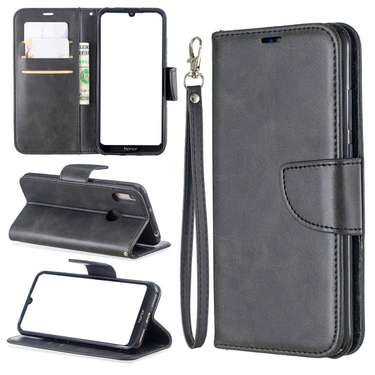 Retro Lambskin Texture Pure Color Horizontal Flip PU Leather Case for for Huawei Y6 2019 & Y6 Pro 2019, with Holder & Card Slots & Wallet & Lanyard