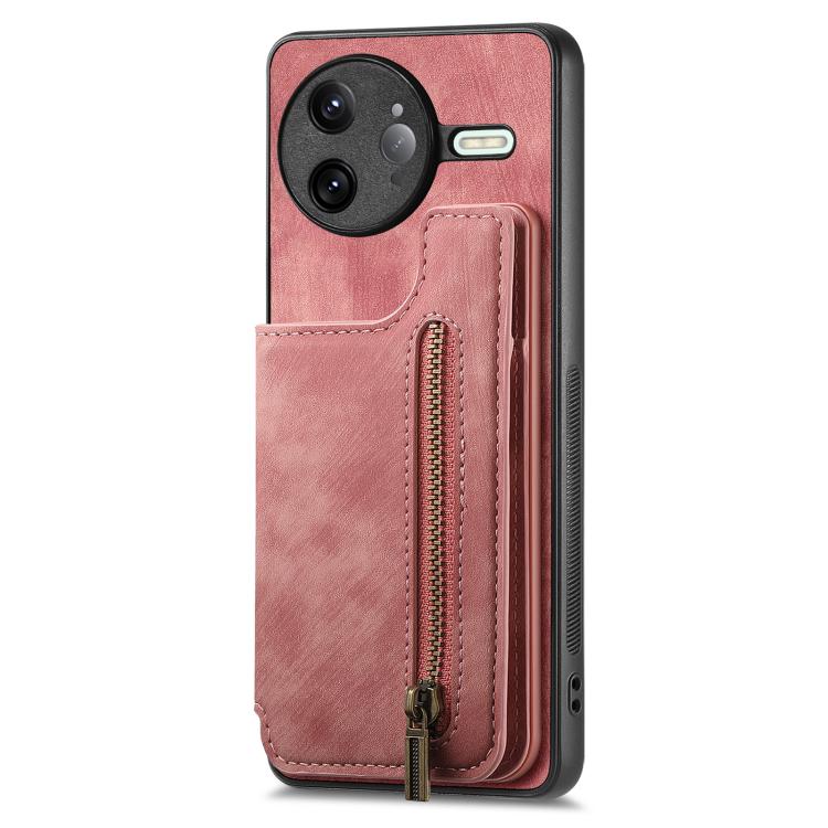 Retro Leather Zipper Wallet Back Phone Case, Compatible with Redmi K80 / Poco F7 Pro