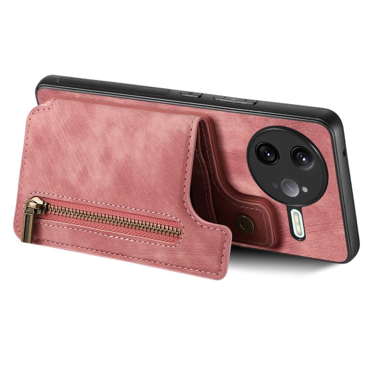 Retro Leather Zipper Wallet Back Phone Case, Compatible with Redmi K80 / Poco F7 Pro