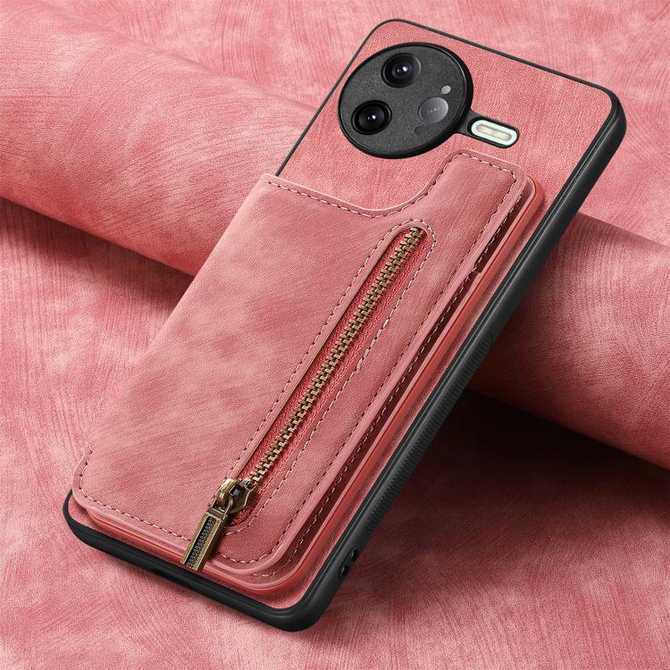 Retro Leather Zipper Wallet Back Phone Case, Compatible with Redmi K80 Pro / Poco F7 Ultra