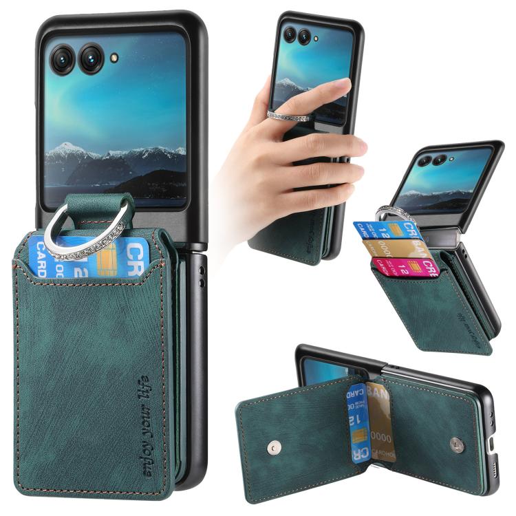 Retro Leather Ring Vertical Flip Wallet Phone Case, Compatible with Motorola Moto Razr 40 Ultra