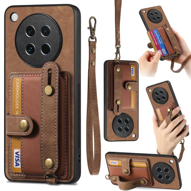 Retro Cross Wristband Wallet Leather Back Phone Case, Compatible with OPPO Find X8s