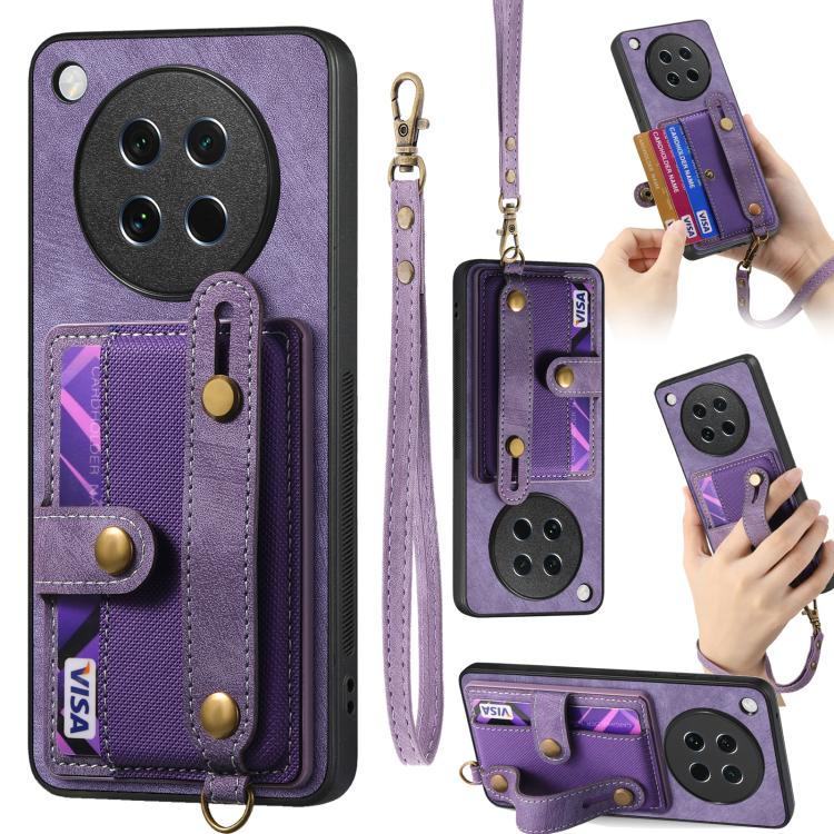 Retro Cross Wristband Wallet Leather Back Phone Case, Compatible with OPPO Find X8s