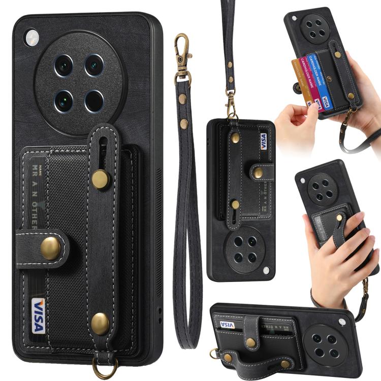 Retro Cross Wristband Wallet Leather Back Phone Case, Compatible with OPPO Find X8s