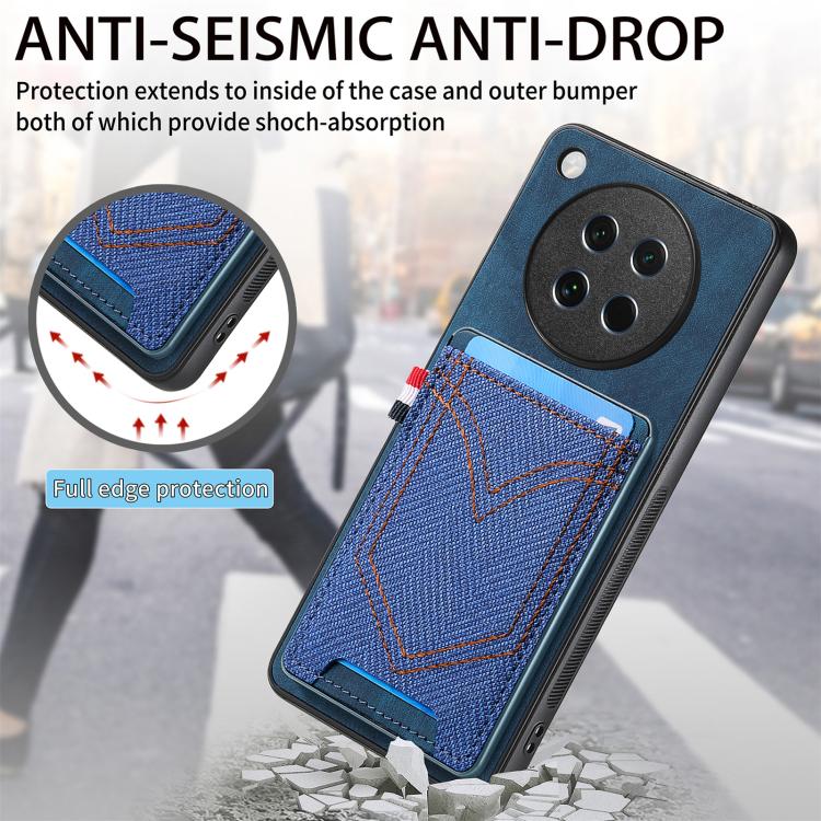 Denim Texture Leather Skin Phone Case with Card Slot, Compatible with OPPO Find X8s