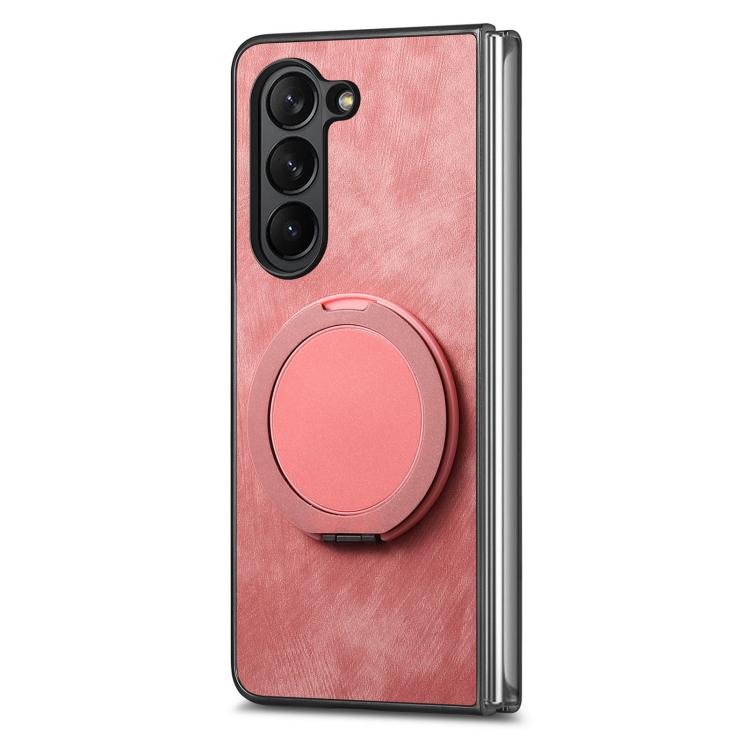 Retro Leather Rotation Round Holder Phone Case