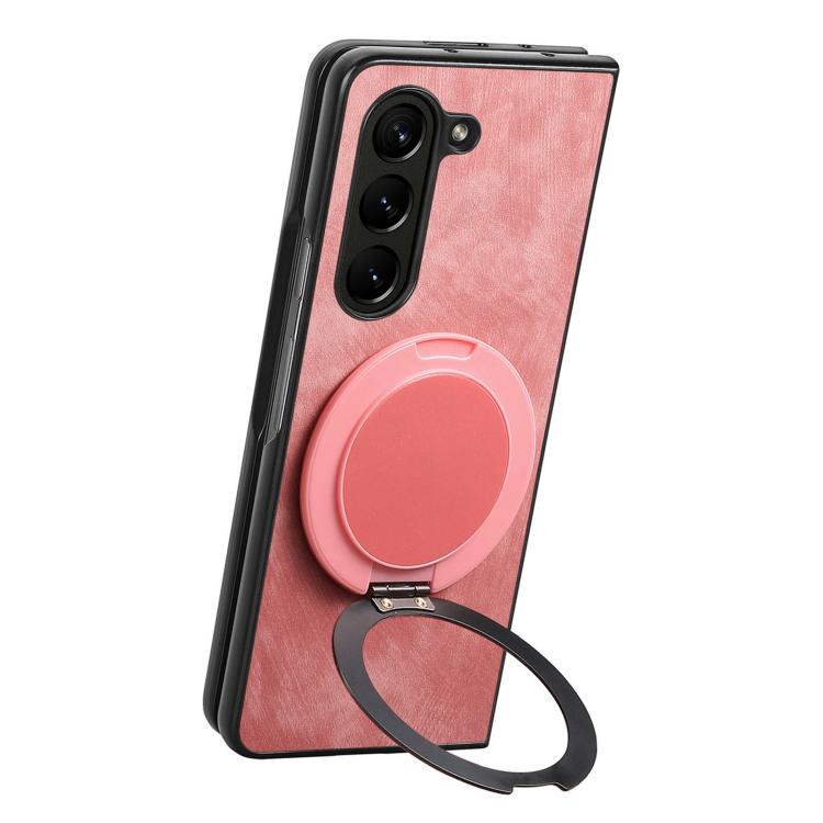 Retro Leather Rotation Round Holder Phone Case