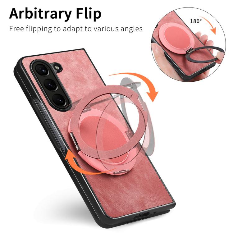 Retro Leather Rotation Round Holder Phone Case