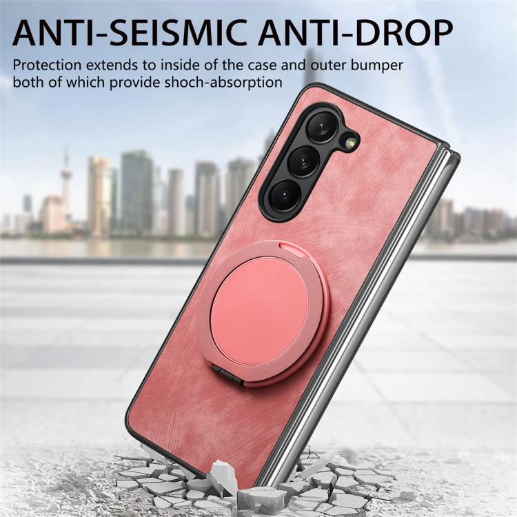 Retro Leather Rotation Round Holder Phone Case