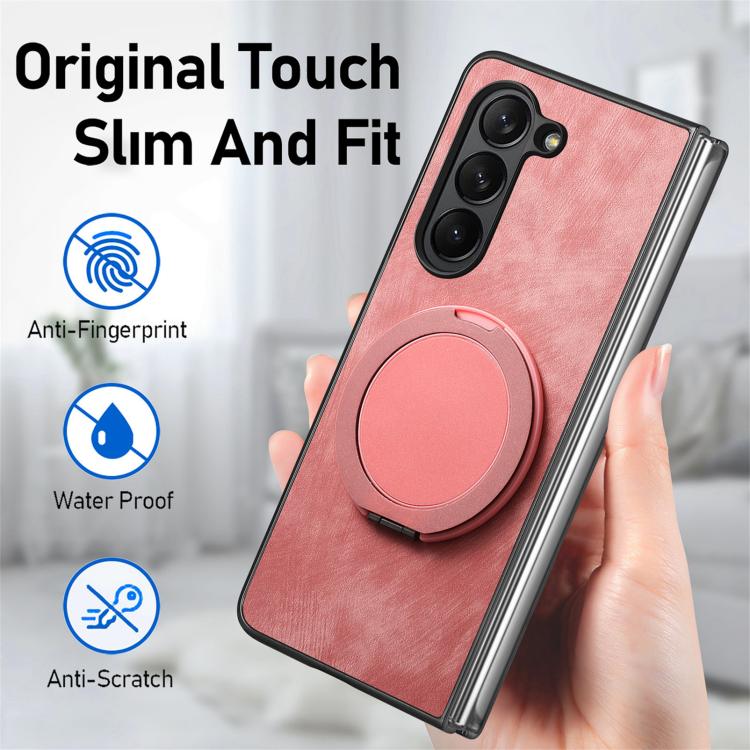 Retro Leather Rotation Round Holder Phone Case