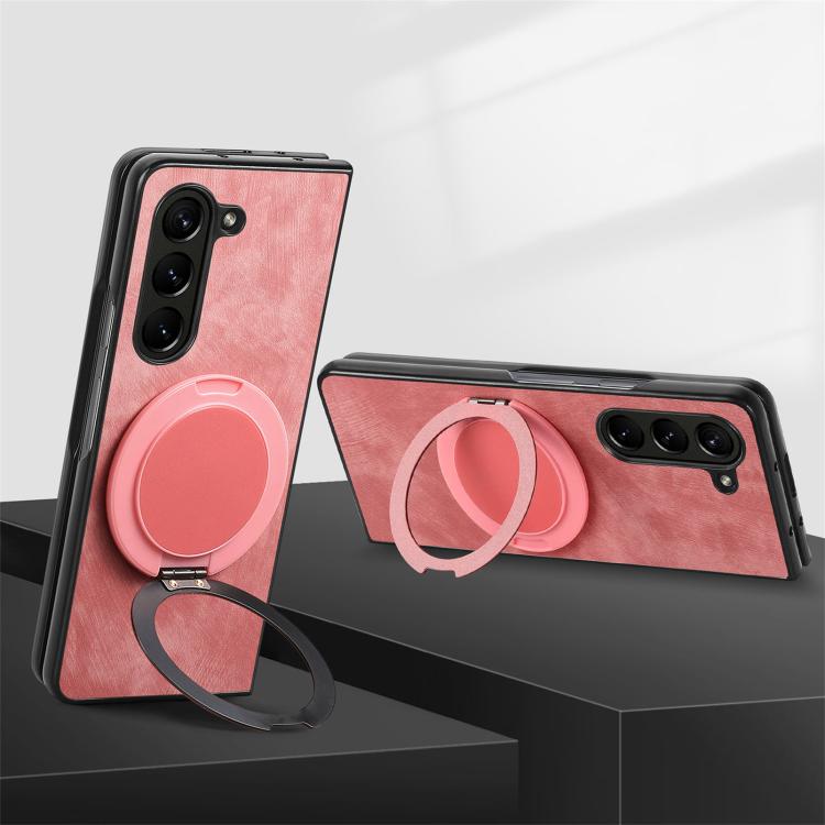 Retro Leather Rotation Round Holder Phone Case