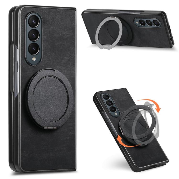 Retro Leather Rotation Round Holder Phone Case