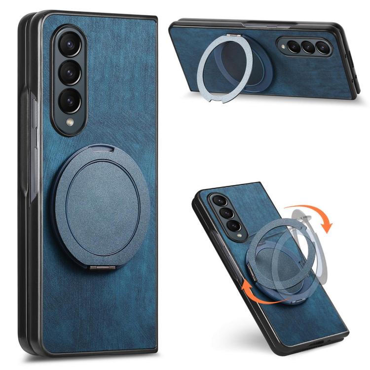 Retro Leather Rotation Round Holder Phone Case