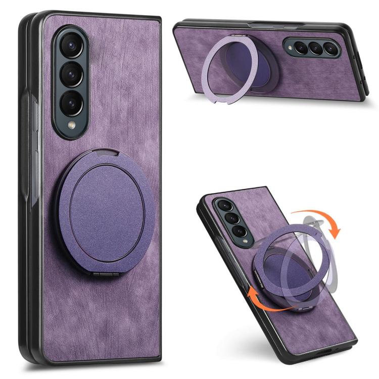 Retro Leather Rotation Round Holder Phone Case