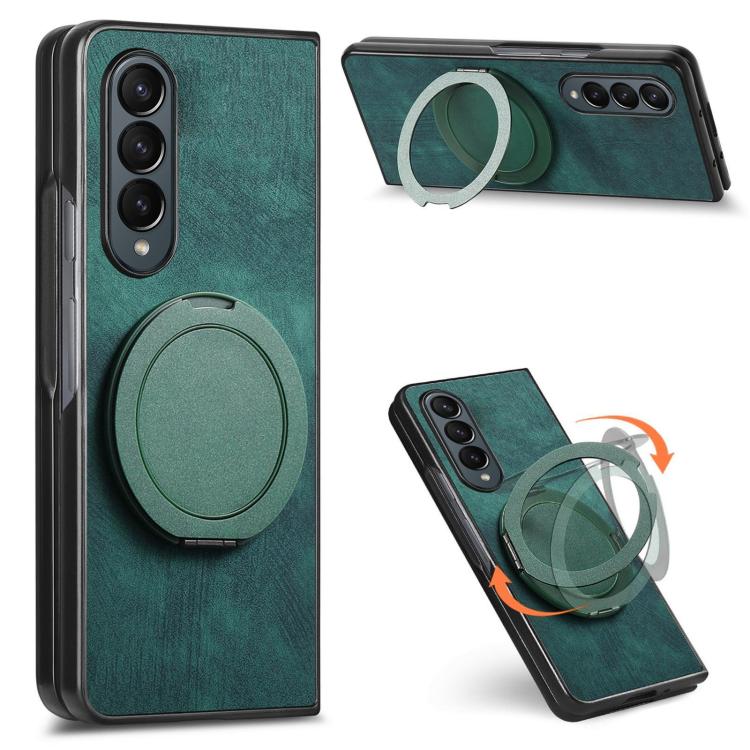 Retro Leather Rotation Round Holder Phone Case