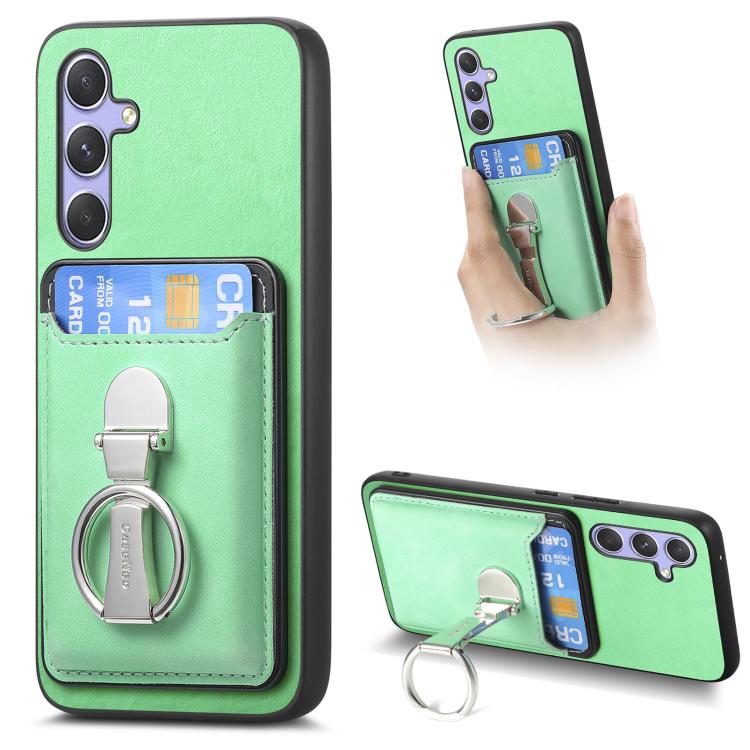 Retro Folding Ring Holder Card Bag MagSafe Phone Case, Compatible with Samsung Galaxy A54 5G