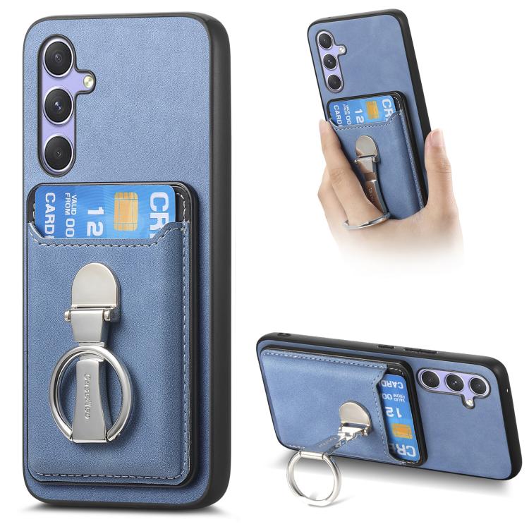 Retro Folding Ring Holder Card Bag MagSafe Phone Case, Compatible with Samsung Galaxy A54 5G
