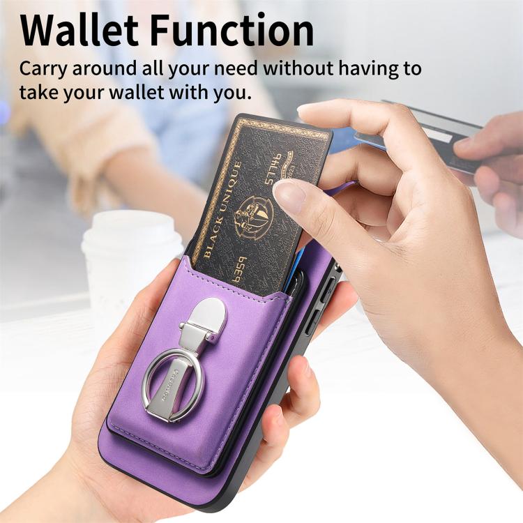Retro Folding Ring Holder Card Bag MagSafe Phone Case, Compatible with Samsung Galaxy A16 4G / 5G