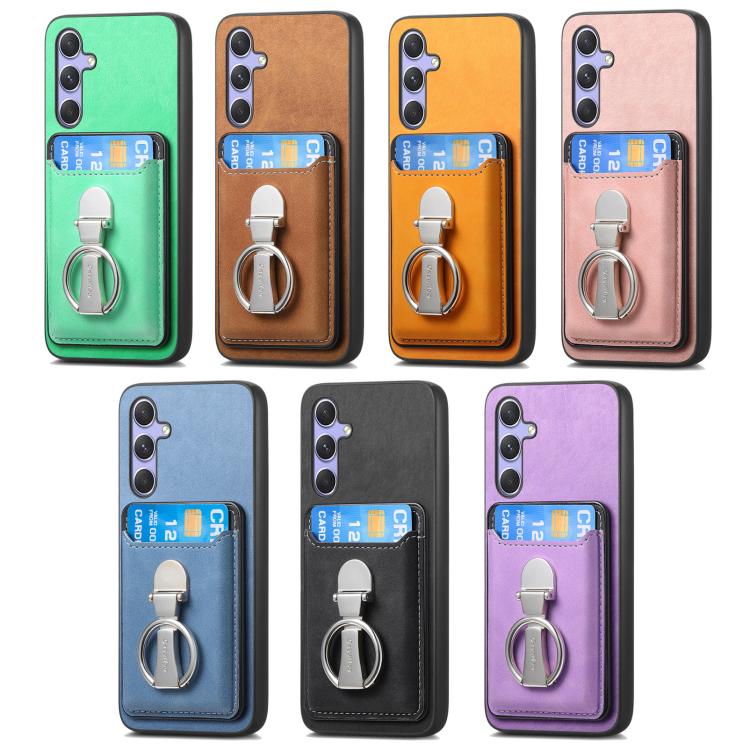 Retro Folding Ring Holder Card Bag MagSafe Phone Case, Compatible with Samsung Galaxy A54 5G