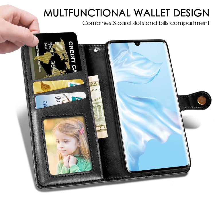 Retro Solid Color Leather Buckle Mobile Phone Protection Leather Case with Photo Frame & Card Slot & Wallet & Bracket Function for Huawei P30 Pro