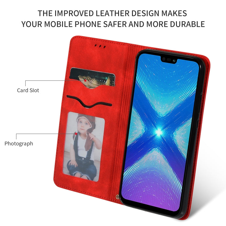 Retro Skin Feel Business Magnetic Horizontal Flip Leather Case for Huawei Honor 8X