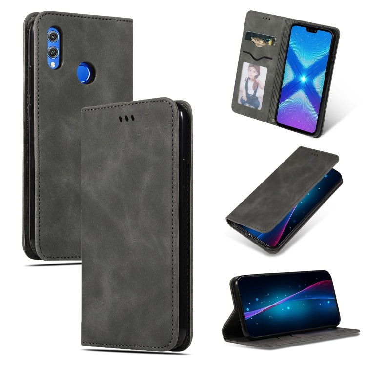Retro Skin Feel Business Magnetic Horizontal Flip Leather Case for Huawei Honor 8X