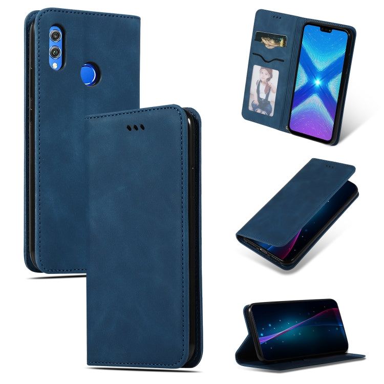 Retro Skin Feel Business Magnetic Horizontal Flip Leather Case for Huawei Honor 8X
