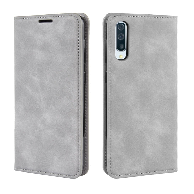 Retro-skin Business Magnetic Suction Leather Case with Purse-Bracket-Chuck Compatible with Galaxy A50, Compatible with Galaxy A50
