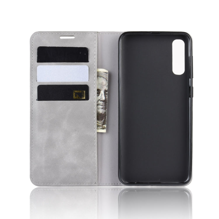 Retro-skin Business Magnetic Suction Leather Case with Purse-Bracket-Chuck Compatible with Galaxy A50, Compatible with Galaxy A50