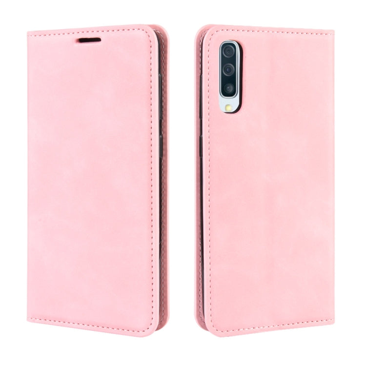 Retro-skin Business Magnetic Suction Leather Case with Purse-Bracket-Chuck Compatible with Galaxy A50, Compatible with Galaxy A50