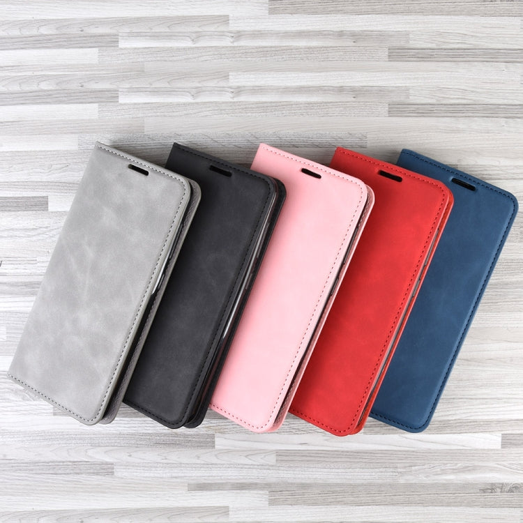 Retro-skin Business Magnetic Suction Leather Case with Purse-Bracket-Chuck Compatible with Galaxy A30, Compatible with Galaxy A30